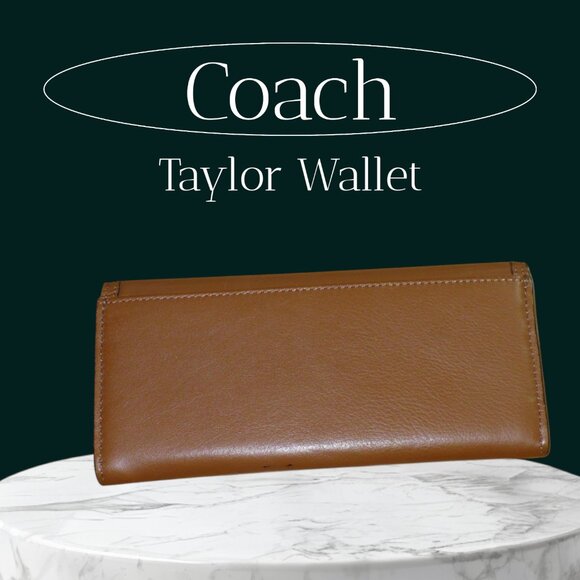 Coach Taylor Wallet Tan & Brown Leather Slim Card Case Organizer, 7.75" x 3.75" - Picture 3 of 5